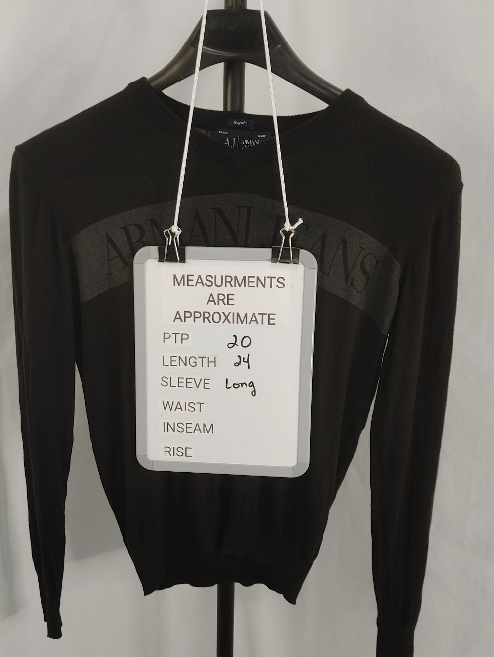 Armani Jeans Black Logo Knit Top Long Sleeve Cotton Mens Small Womens Medium - Picture 13 of 15